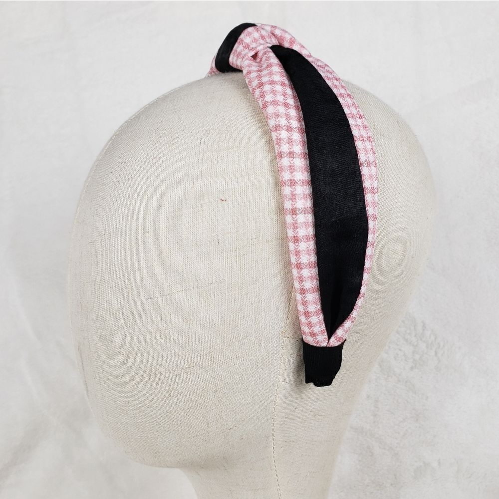 Gingham Plaid Top Knot Headband